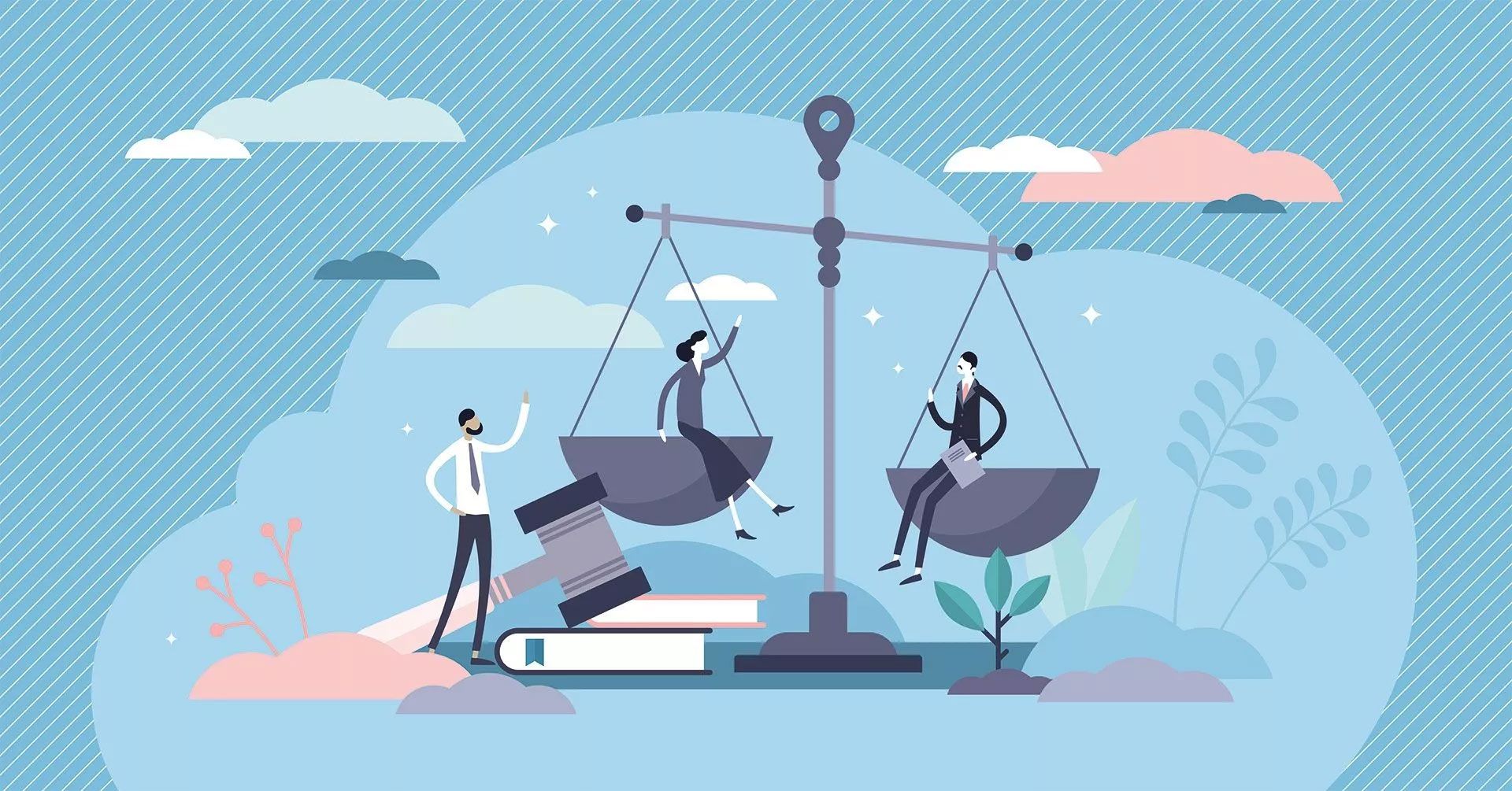 Illustration Waage mit Personen